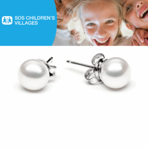 Gaura Pearls Ródiumozott 925 Ezüst Fülbevaló 7 mm Édesvízi gyönggyel