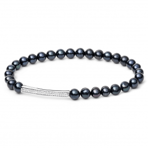 Gaura Pearls Édesvízi gyöngy Karkötő Ródiumozott 925 Ezüsttel Cirkónia kristályokkal