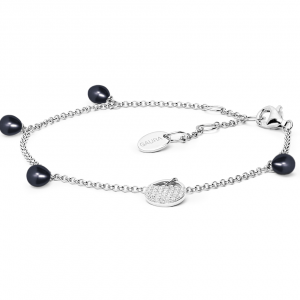 Gaura Pearls Ródiumozott 925 Ezüst Karkötő Édesvízi gyönggyel Cirkónia kristállyal