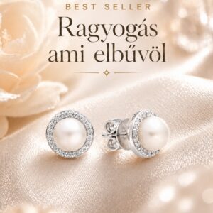 Gaura Pearls Ródiumozott 925 Ezüst Fülbevaló Édesvízi gyönggyel Cirkónia kristályokkal