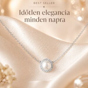 Gaura Pearls Ródiumozott 925 Ezüst Nyaklánc Édesvízi gyöngy Cirkónia kristállyal