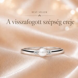 Gaura Pearls Ródiumozott 925 Ezüst Gyűrű Édesvízi gyönggyel Cirkónia kristályokkal