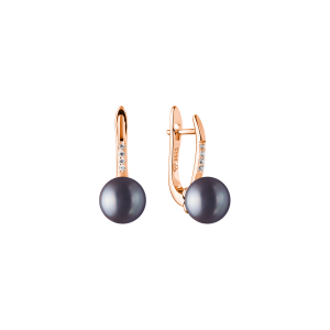 Gaura Pearls 14K Rose Gold bevonatú 925 Ezüst Fülbevaló Édesvízi gyönggyel Cirkónia kristállyal
