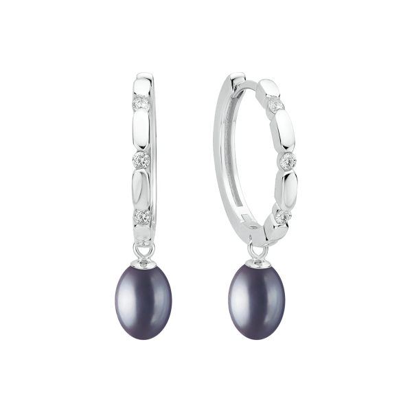 Gaura Pearls Ródiumozott 925 Ezüst Fülbevaló Édesvízi gyönggyel Cirkónia kristállyal - Image 3