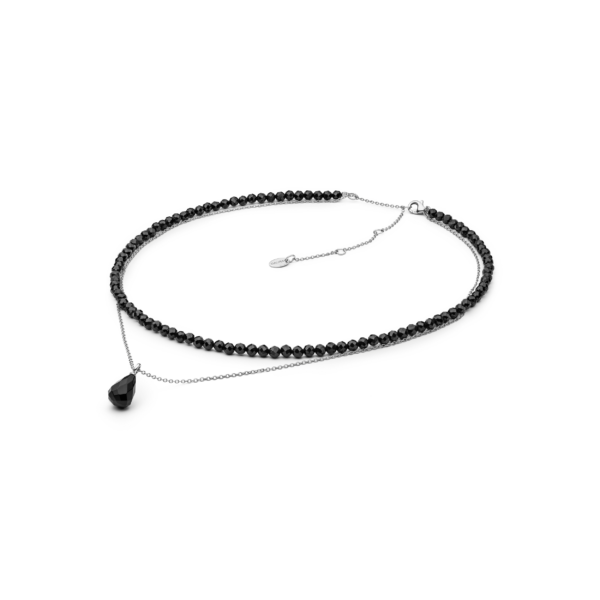 Gaura Pearls Ónix, Spinell Nyaklánc Ródiumozott 925 Ezüsttel