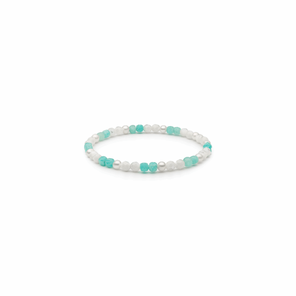 Gaura Pearls Édesvízi Kagylógyöngy, Kagylógyöngyház, Amazonit Karkötő