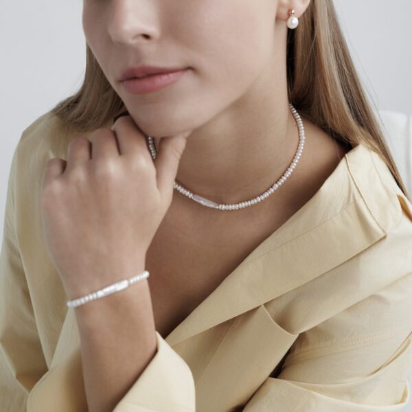 Gaura Pearls Édesvízi Biwa Kagylógyöngysor Nyaklánc Ródiumozott 925 Ezüsttel - Image 2