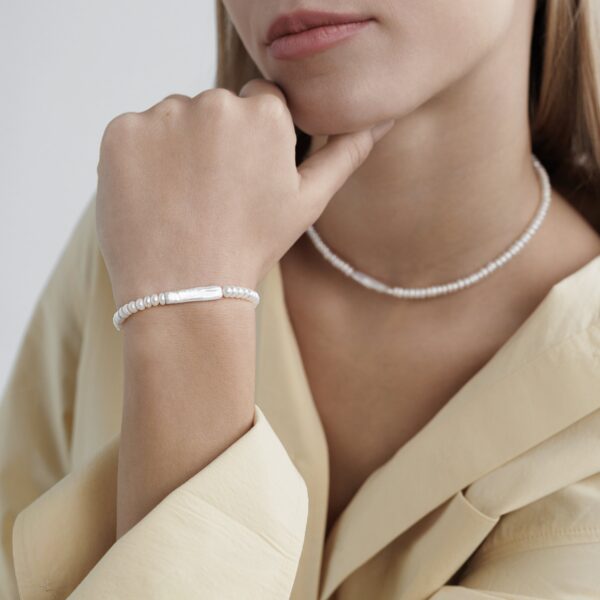 Gaura Pearls Édesvízi Biwa Kagylógyöngysor Karkötő Ródiumozott 925 Ezüsttel - Image 2