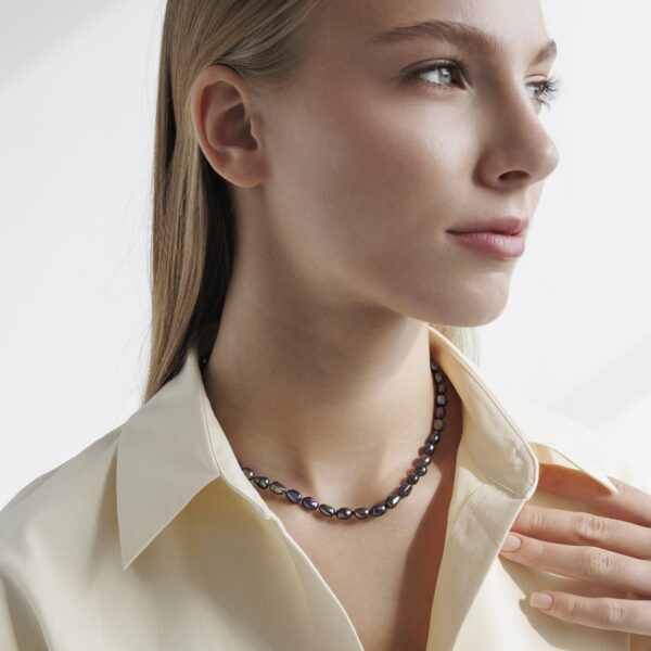 Gaura Pearls Barokk Édesvízi Gyöngysor Nyaklánc Ródiumozott 925 ezüsttel - Image 2