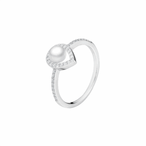 Gaura Pearls Ródiumozott 925 Ezüst Gyűrű Édesvízi gyönggyel Cirkónia Kristállyal