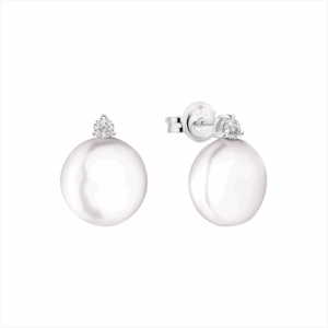 Gaura Pearls Ródiumozott 925 Ezüst Fülbevaló Barokk Édesvízi gyönggyel