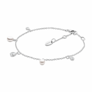 Gaura Pearls Édesvízi Kagylógyöngy Karkötő Cirkónia medállal Ródiumozott 925 Ezüsttel