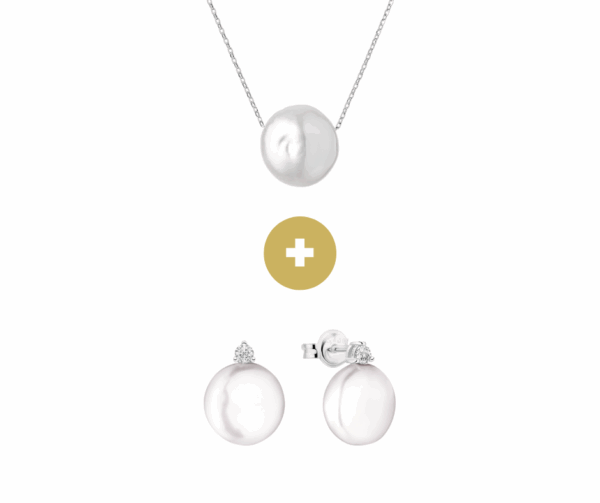 Gaura Pearls Édesvízi Barokk Gyöngy Nyaklánc + Fülbevaló szett Ródiumozott 925 Ezüsttel - Image 3