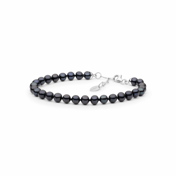 Gaura Pearls Sötétkék Édesvízi Gyöngysor Karkötő Ródiumozott 925 Ezüsttel