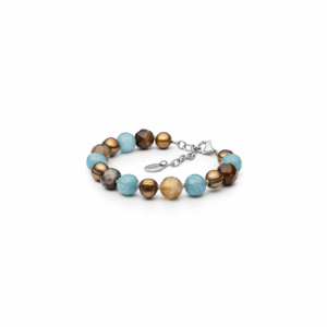 Gaura Pearls Édesvízi Kagylógyöngy, Achát, Nefrit Karkötő
