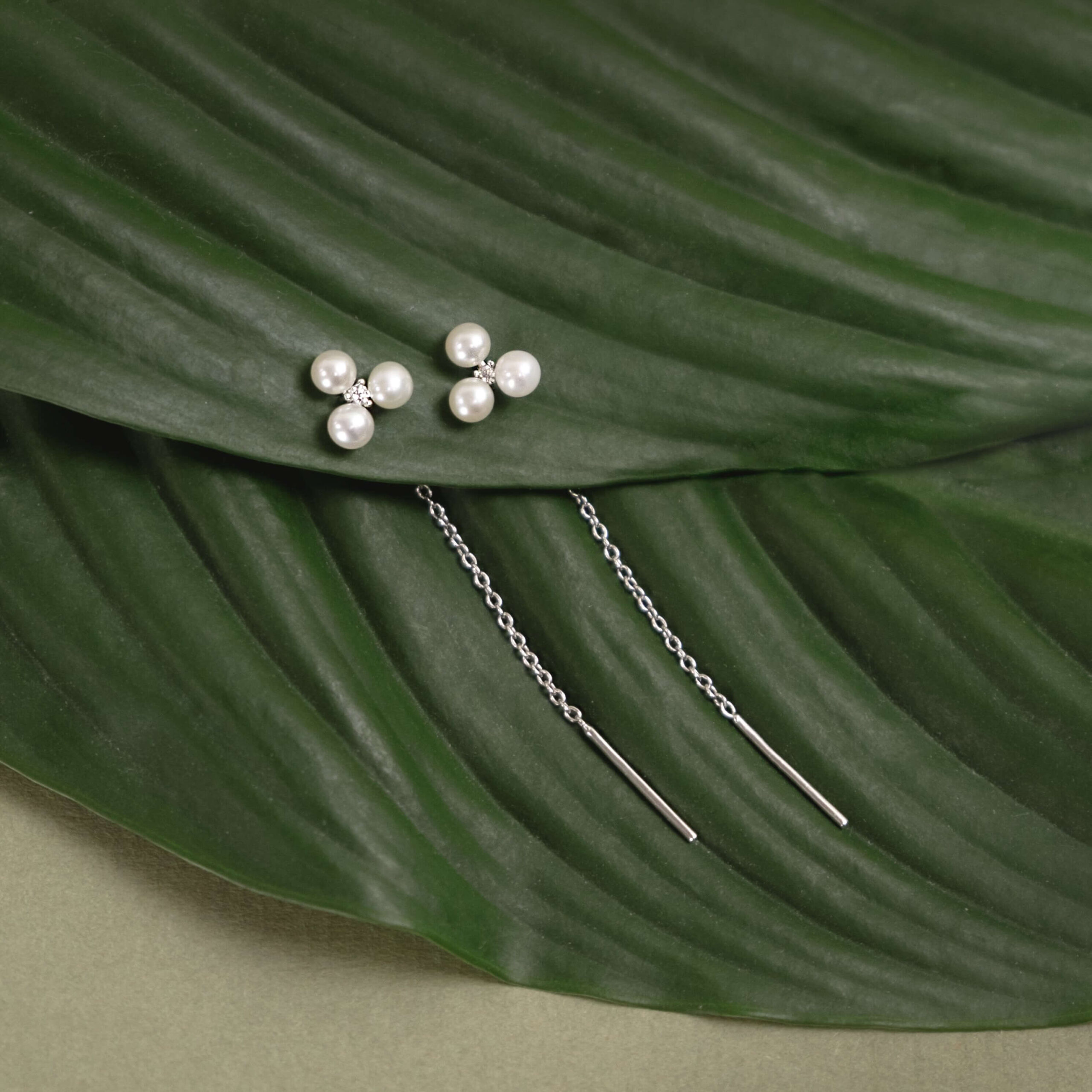 Gaura Pearls Ródiumozott 925 Ezüst Fülbevaló Édesvízi gyönggyel Cirkónia kristályokkal - Image 4