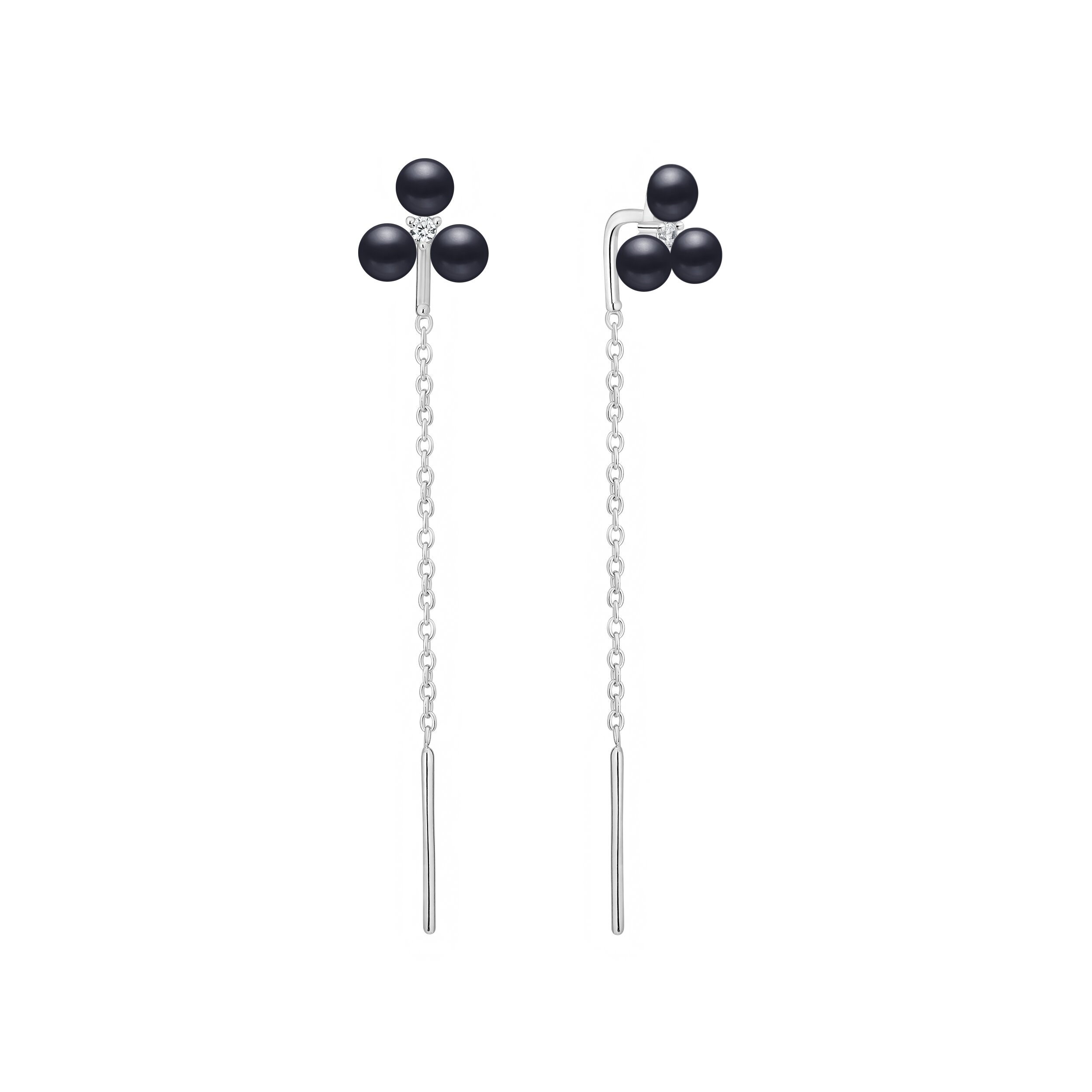 Gaura Pearls Ródiumozott 925 Ezüst Fülbevaló Édesvízi gyönggyel Cirkónia kristályokkal - Image 2