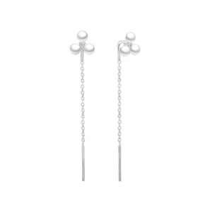 Gaura Pearls Ródiumozott 925 Ezüst Fülbevaló Édesvízi gyönggyel Cirkónia kristályokkal