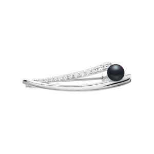 Gaura Pearls Ródiumozott 925 Ezüst Bross Édesvízi gyönggyel Cirkónia kristályokkal