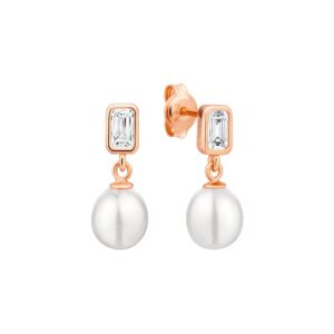 Gaura Pearls 14K Rose Goldbevonatú 925 Ezüst Fülbevaló Édesvízi Gyönggyel Cirkónia Kristállyal
