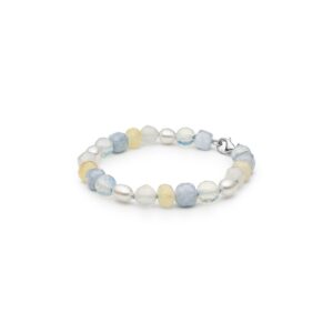 Gaura Pearls Édesvízi gyöngy, Opál, Nefrit, Achát Karkötő Ródiumozott 925 ezüsttel