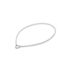 Gaura Pearls Édesvízi Gyöngysor Nyaklánc Ródiumozott 925 Ezüst Szív medállal