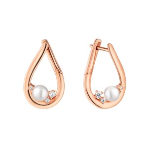 Gaura Pearls 14K Rose Goldbevonatú 925 Ezüst Fülbevaló Édesvízi Gyönggyel Cirkónia Kristállyal (másolat)